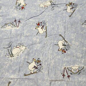Berry Mountain Bedding 100% Cotton Flannel Full SZ Flat Sheet Polar Bear Skiing